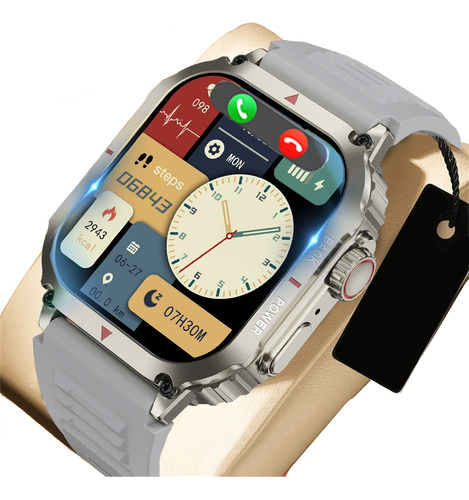 Reloj inteligente GPS para hombre, pulsera Compass Sport, color gris, silicona