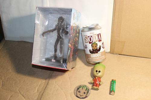 Pack Groot Marvel Resina + Funko Soda Mini Groot Lata (Usado)