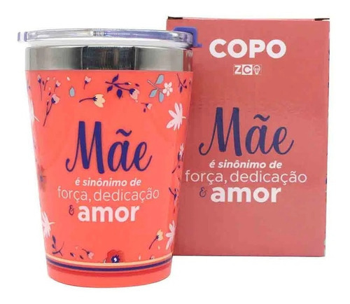 Copo Viagem Mae Dia Mulher Motivacional Frase Força Amor Zc Cor Rosa Coral