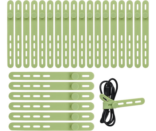 Bridas Reutilizables De Silicona Para Cables Verdes