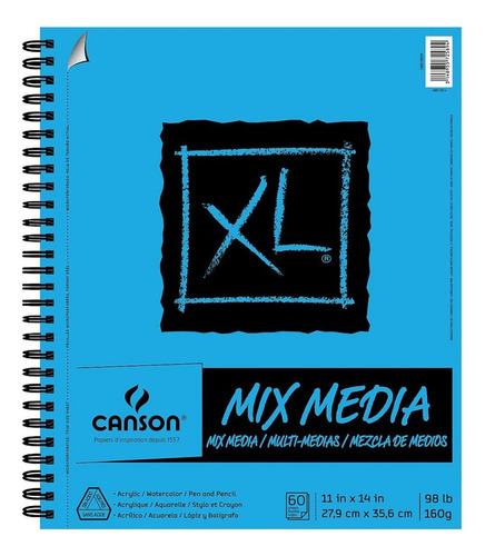 Block Mix Media Xl Canson 160 G 27.9 X 35.6 Cms 60 Hojas