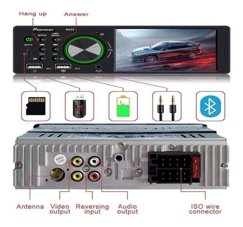 Imagen 4 de 5 de Reproductor Pioneer De Video Mp3 Usb Bluetooth Auxiliar