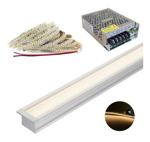 Kit Perfil Embutir 5 Metros Aluminio + Fita 240led + Fonte Luz Branco Tensão De Operação 12v 127/220v