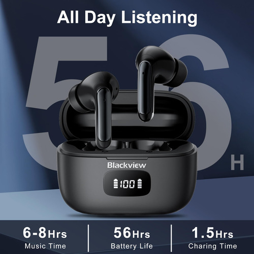 Fones De Ouvido Sem Fio Blackview Tws Bluetooth 5.3 Com Micr