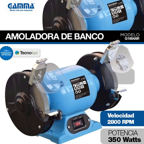 Amoladora De Banco Gamma 1/2hp 350w 2 Piedras