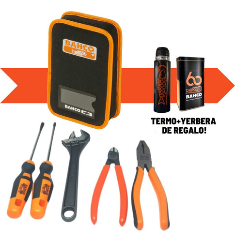 Kit Bahco 5 Piezas + Cartuchera + Termo + Yerbera Regalo