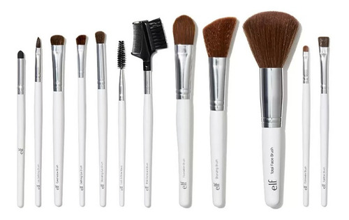 Elf Professional Set 12 Makeup Brushes Brochas Originales Color Blanco