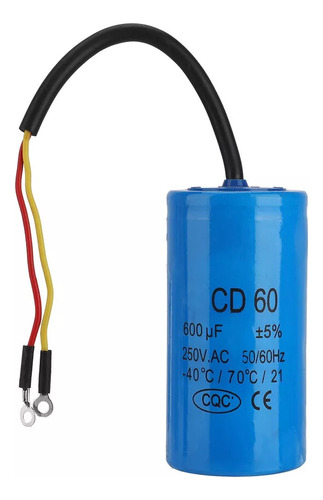 Condensador Cd60 Run Con Cable 250 V Ac 600 Uf 50/60 Hz