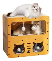 Comprar Casa Cama Gatos 3 Niveles Madera Rascadores Interactiva
