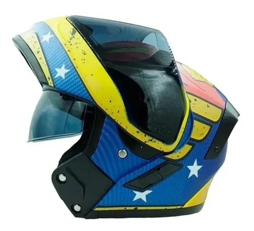 Casco Mujer Maravilla Abatible Moto Kov Estelar Dc Con Led KOV Zero