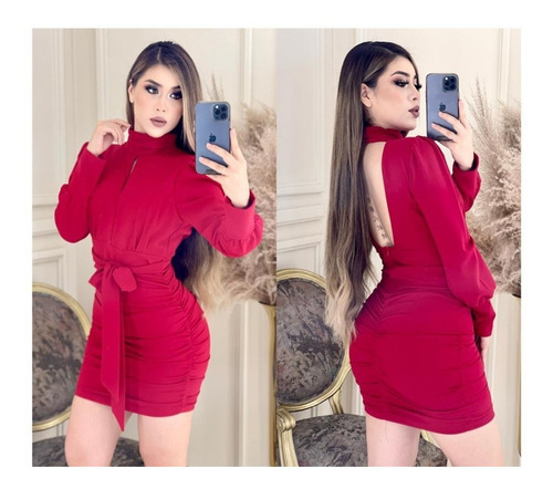 Vestido Rojo Con Escote En La Espalda 