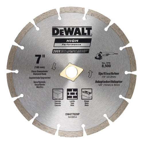 Disco Diamantado Segmentado 7puLG Dewalt Dw47702hp         