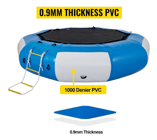 Vevor Trampolín De Agua Inflable Acolchado Pvc 3.1m 400kg Lona de salto Azul