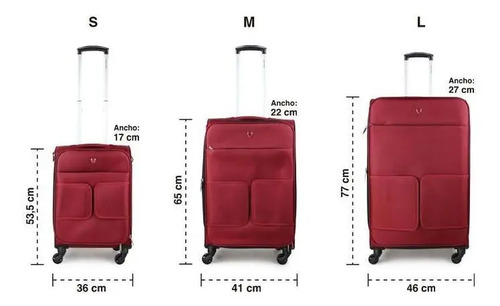 Set 3 Piezas Maleta De Tela Lublin Roja Swiss Bag | Cuotas sin interés