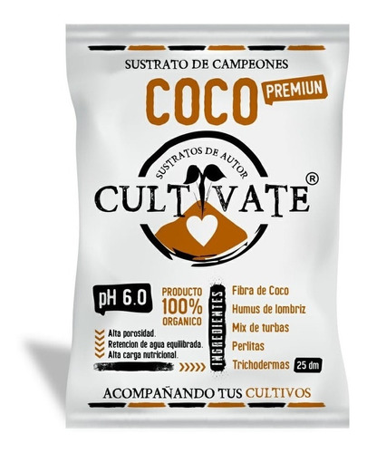 Imagen 1 de 4 de Sustrato Cultivate Premium Coco 25dm Lombriz Turba Perlita 