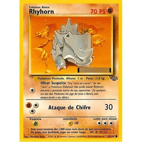 2x Rhyhorn - Pokémon Físico Comum 61/64 - Pokemon Card Game