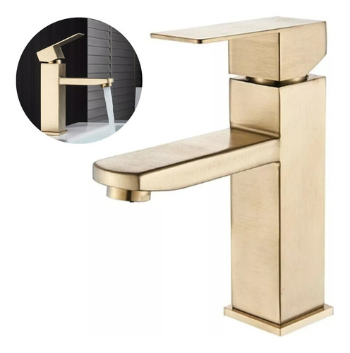 Torneira Banheiro Misturador Monocomando Lavabo Inox Dourada