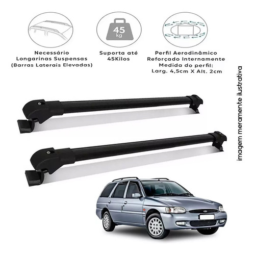 Rack Teto Travessa Bagageiro Slim Preto Escort Wagon 1999