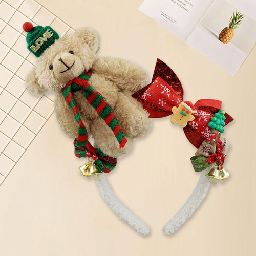 De Diadema De Oso Navideño Banda Para El Cabello De Caqui
