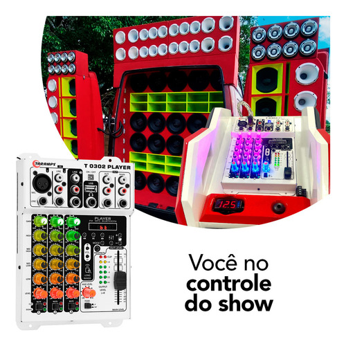 Mesa De Som 3 Canais Player Multicolor T0302 Mixer Taramps T