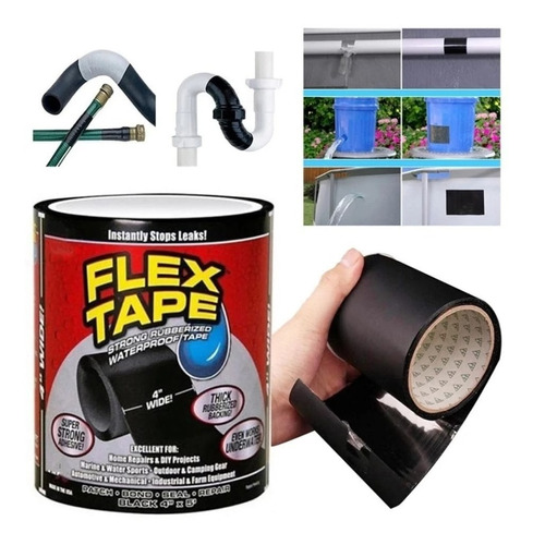 Flex Tape Cinta Adhesiva Impermeable Pegatodo Fuerte Origina