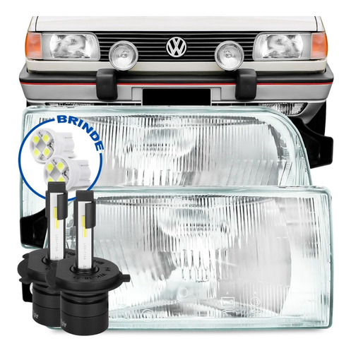 Par Farol Gol Parati Saveiro Voyage 91 A 95 + Kit Ultra Led