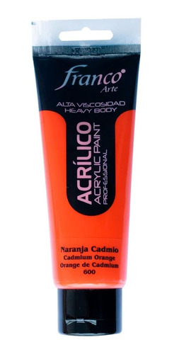 Acrílico Profesional Franco Arte Tubo X 100 Cc Color Naranja