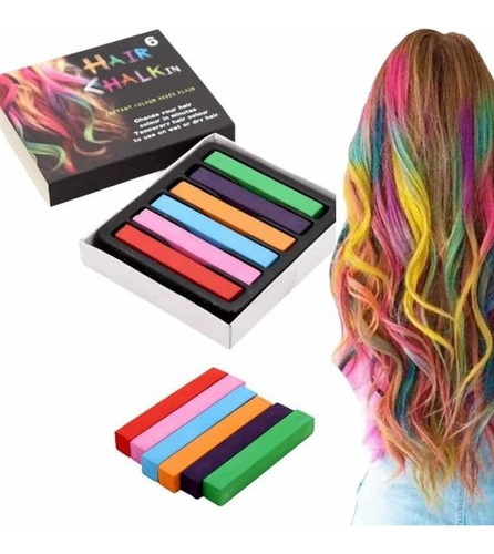 Tizas Tintura 6 Colores Para Teñir Pintar Pelo Hair Chalk