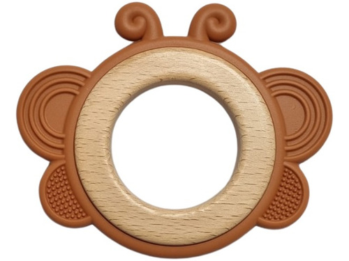 Mordedera Para Bebe De Silicon Con Madera Diseño Mariposa