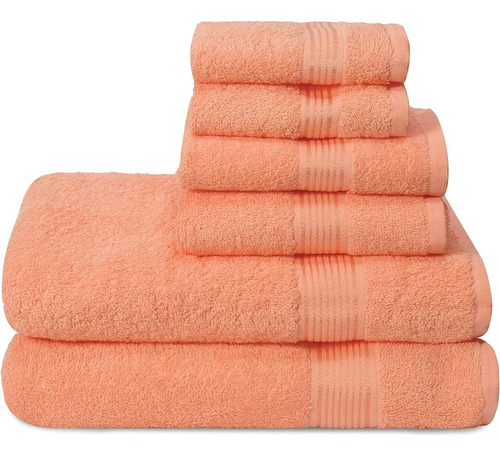 Elvana Home Ultra Soft 6 Pack Cotton Towel Set, Contiene 2 T