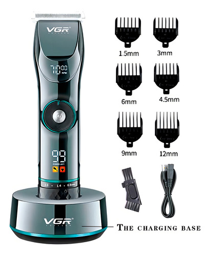 Maquina De Cortar Cabelo Profissional Vgr 256 Display Base