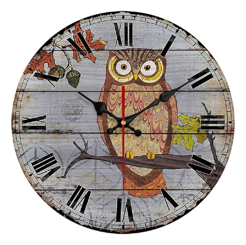 Reloj De Pared Yeyo Owl Hecho De Madera Decoración Del Hogar