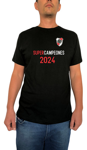 Remera Algodon River Plate Supercampeones 2024 Supercopa