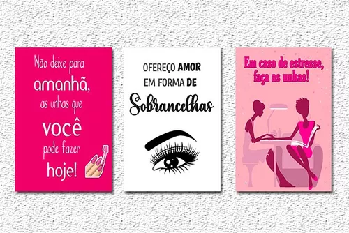 Quadros Decorativos Plaquinhas Salão De Beleza + Nome Rosa