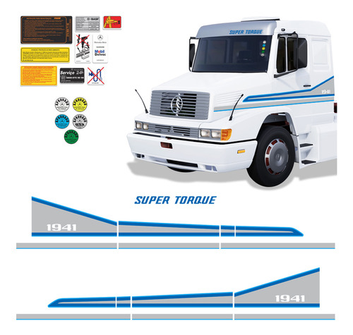 Kit Faixa Mb 1941 Super Torque Adesivo Caminhão Completo