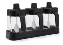 Comprar Condimentero Especiero De Vidrio Más Cucharitas Set X3
