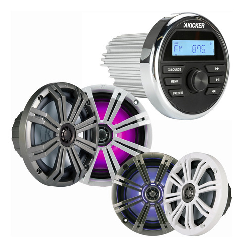 Stereo Marino Bluetooth Kicker Con Parlantes 6 Y 8 Pulgadas