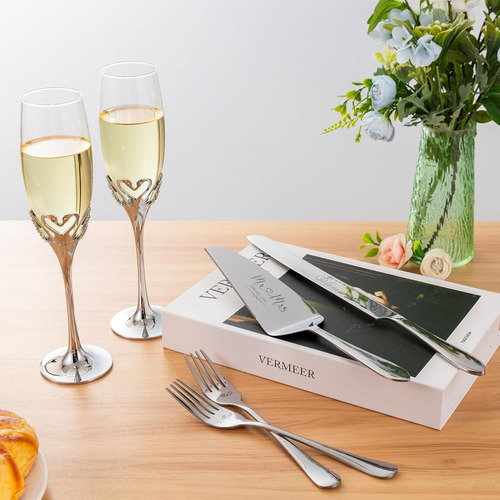 Set Copas Para Boda Dorado Servidor Cubiertos Cisne Mr Mrs