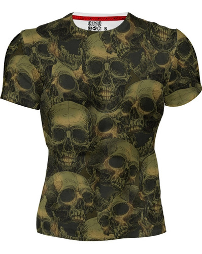 Playera Full Print Calaveras Cráneos Realistas Camuflaje