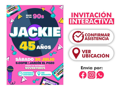 Invitación Digital Temática 70´s Adulto