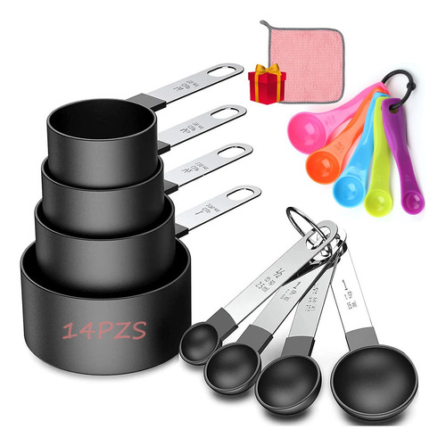 Tazas Cucharas Medidoras Set Medidora Acero Inoxidable 14pz
