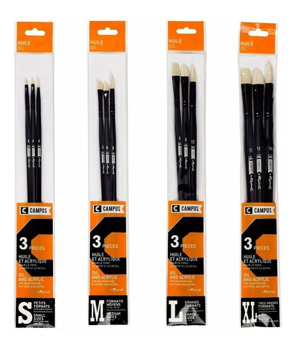 Set Pinceles Óleo-acrílico Campus Raphael X 3 Unidades Small