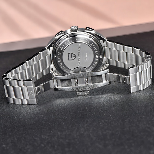 Reloj Cronógrafo Pagani Design De Cuarzo Para Hombre, Acero Fondo Black S