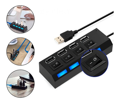 Cabo Hub Usb 2.0 Régua De Extensão Usb Pc Portas Rápidas