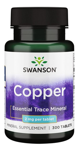 Copper Cobre Comestible Oral 300 Tabletas 2mg Sabor No Aplica