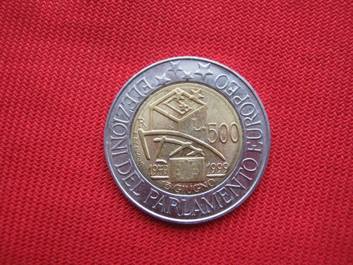 Italia 500 Lira 1999 Parlamento Europeo Bimetalica