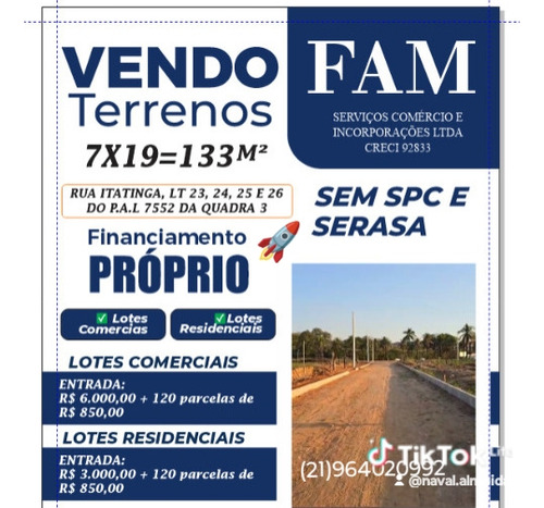 Terrenos Medindo 7 X 19 Pequena Entrada Sem Spc E Sem Serasa