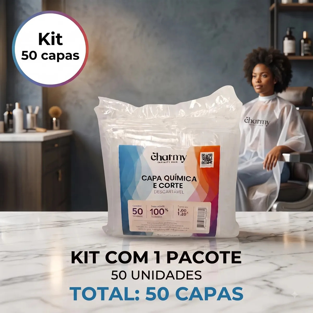 Kit 50 Capas Descartaveis Corte Tintura Quimica 1,00 X 1,20 Transparente