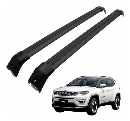 Rack De Teto Travessa Jeep Compass  2020 Aluminio Preto 