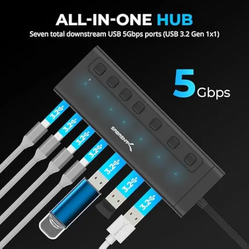Sabrent Hub Usb-c De 7 Puertos Con Interruptores